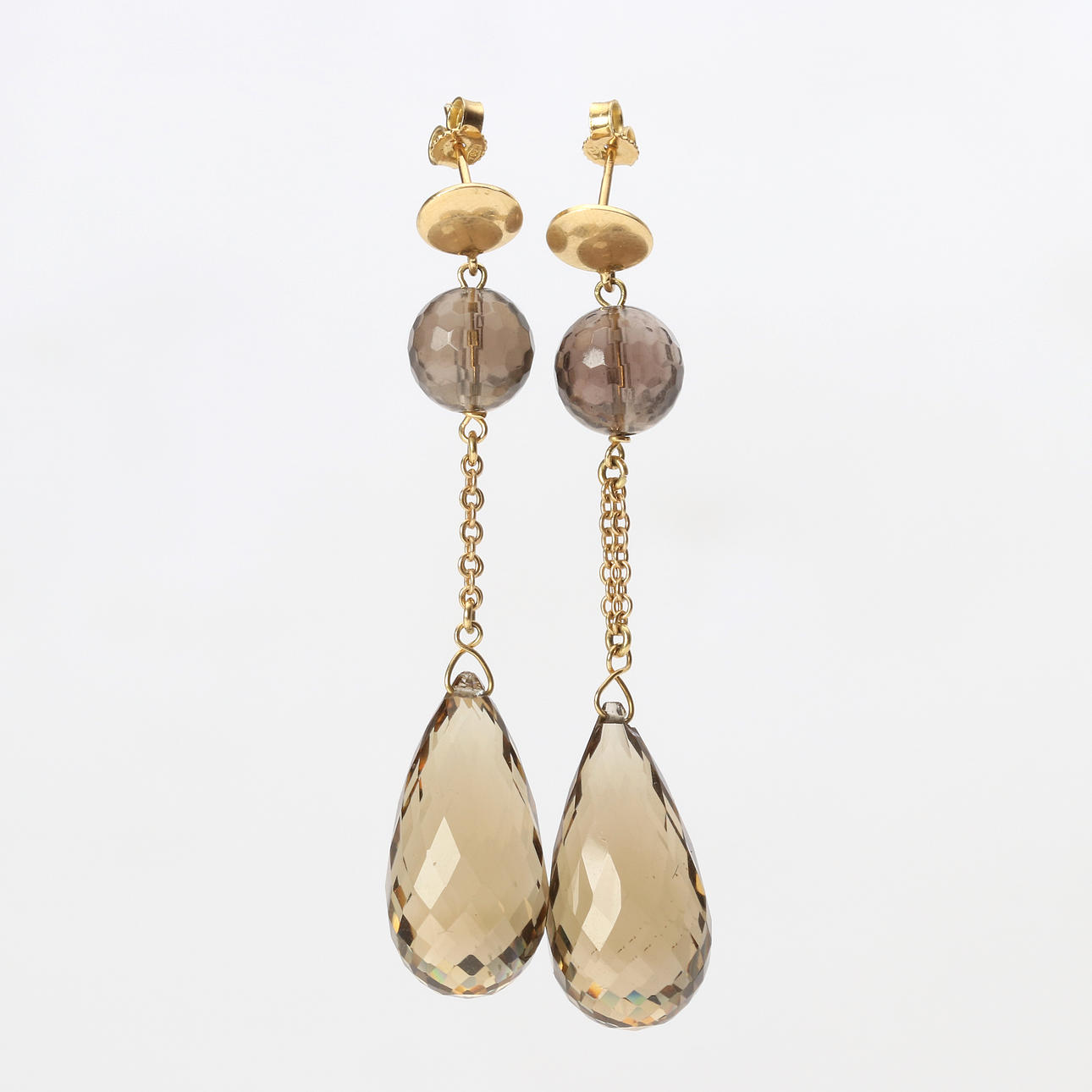 EARRINGS with smoky quartz 18k.