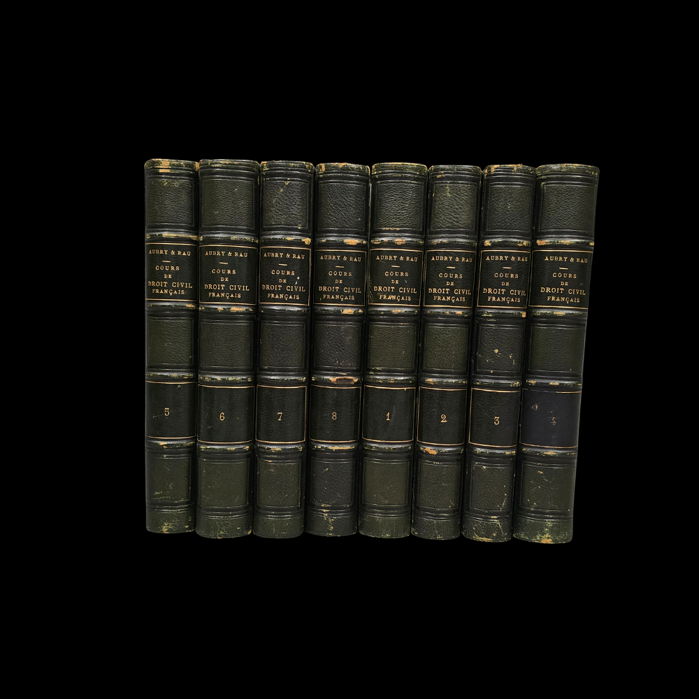 8 NUMBERED VOLUMES. COURS DE DROIT CIVIL FRANÇAIS BY C. AUBRY AND C ...