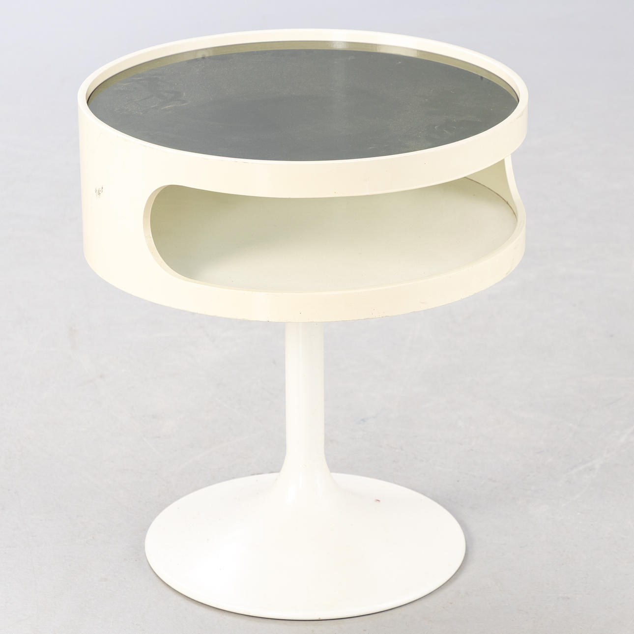 Opal Möbel. Space Age side table with glass top, 1970s.