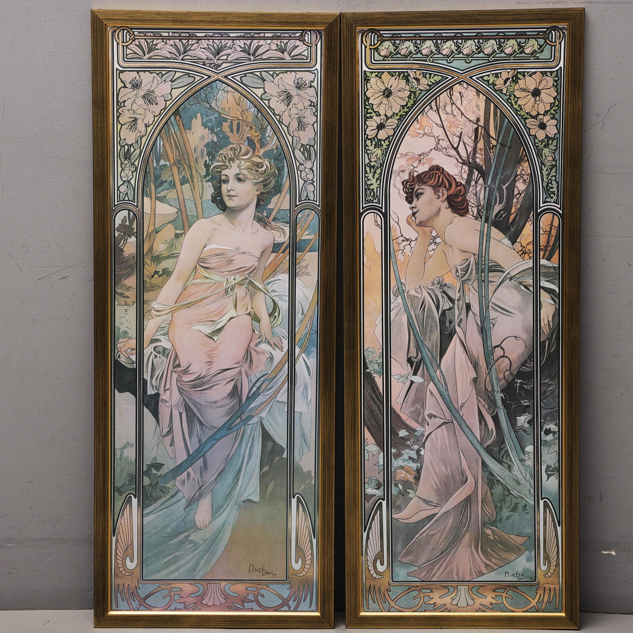 ALPHONSE MUCHA. Tryck, 2 st, jugendstil, 1990-tal.