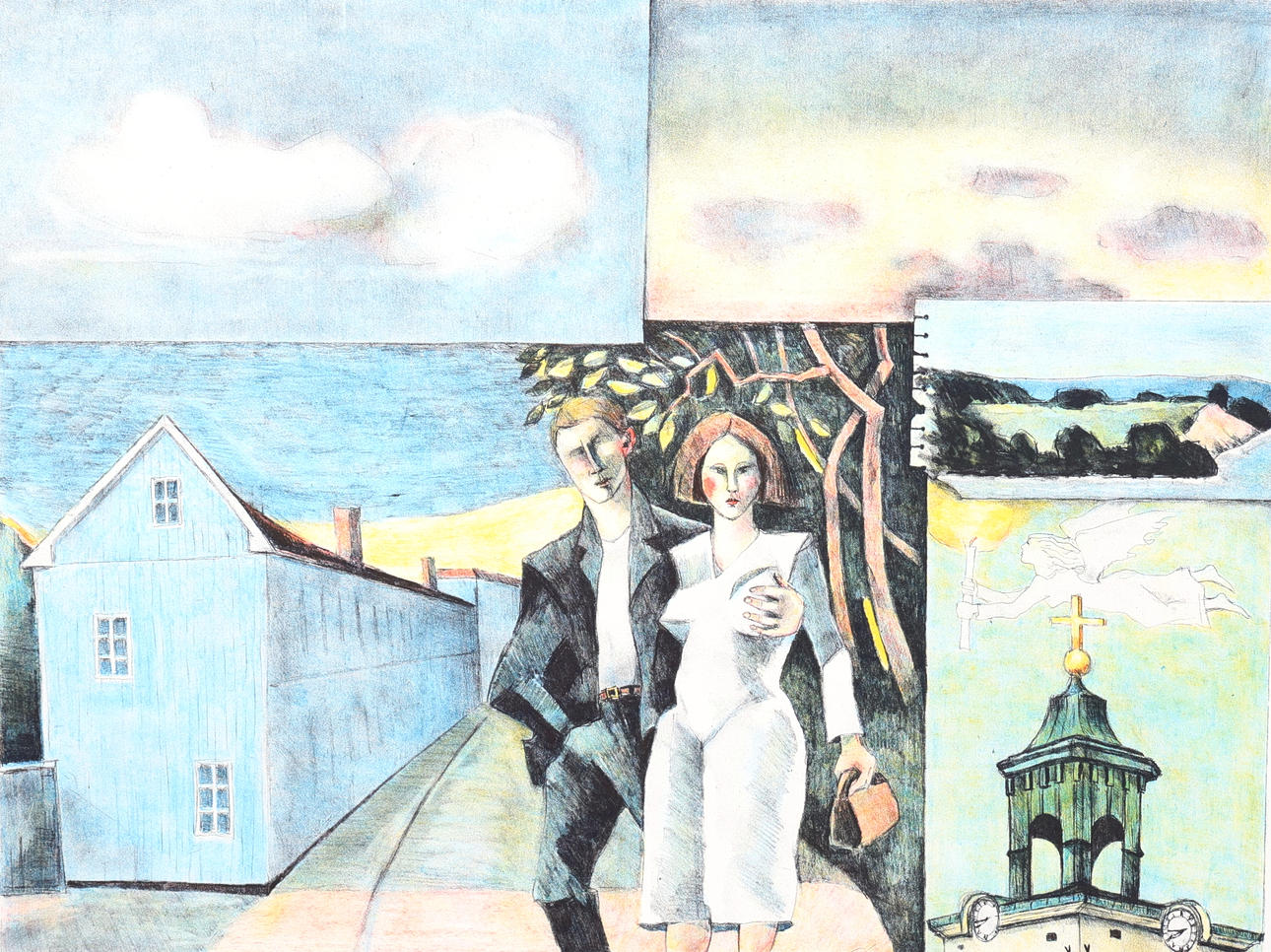 JUSSI TAIPALEENMÄKI. Colour lithograph, "Jönköping", EA, signed.