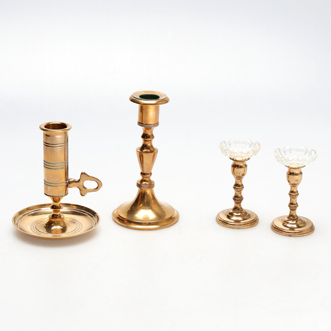 CANDLESTICKS, 4 pcs, brass/bronze.