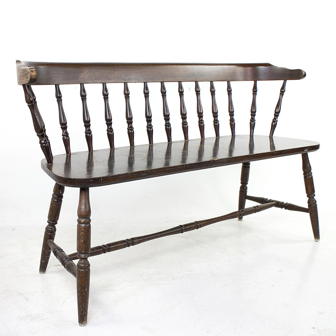 KITCHEN SETTEE, brown-stained hardwood, 1970s.