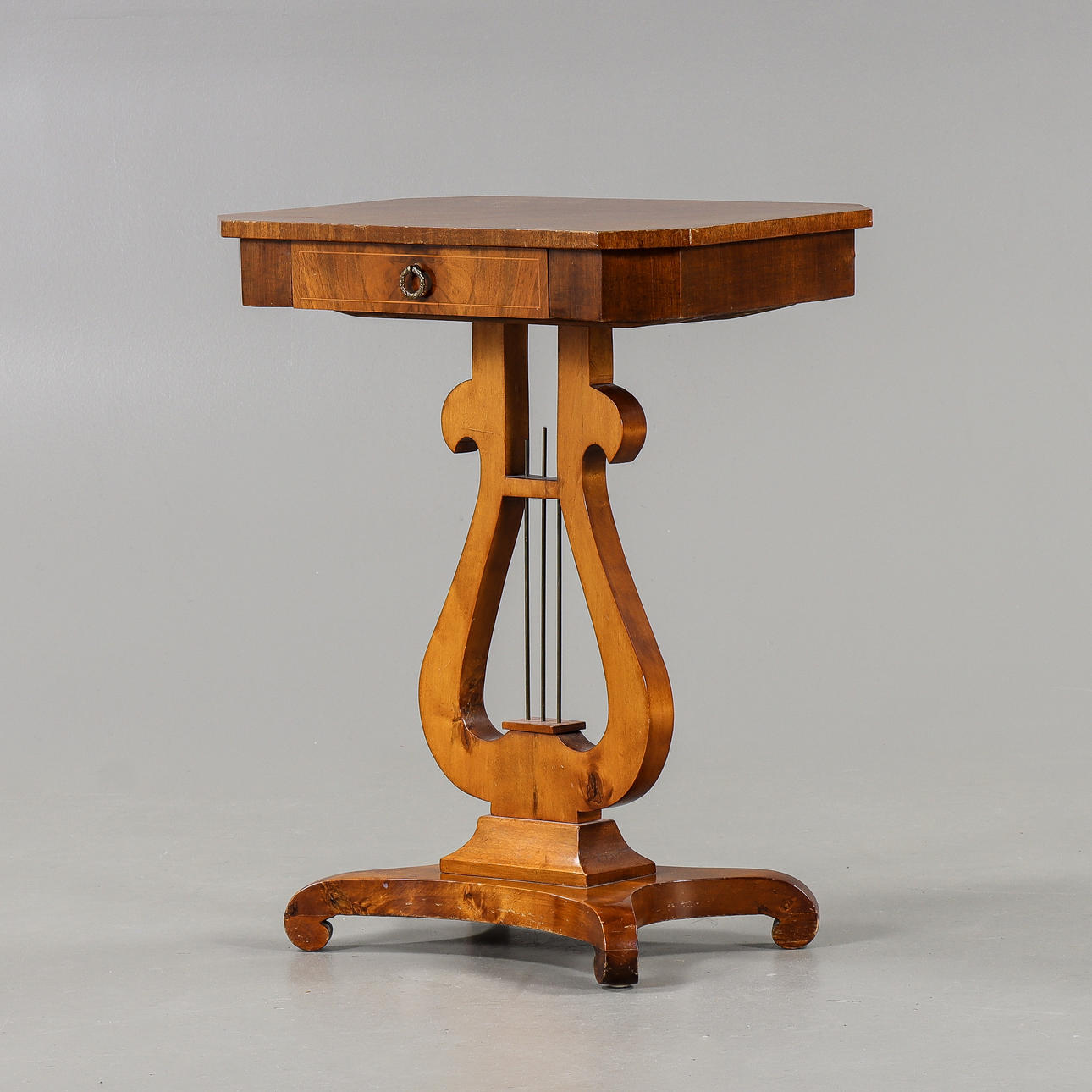 SEWING TABLE with lyre, birch.
