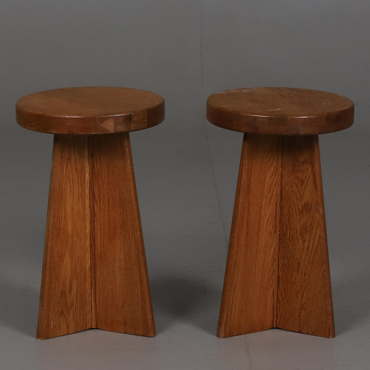 STOOLS, a pair. oak.