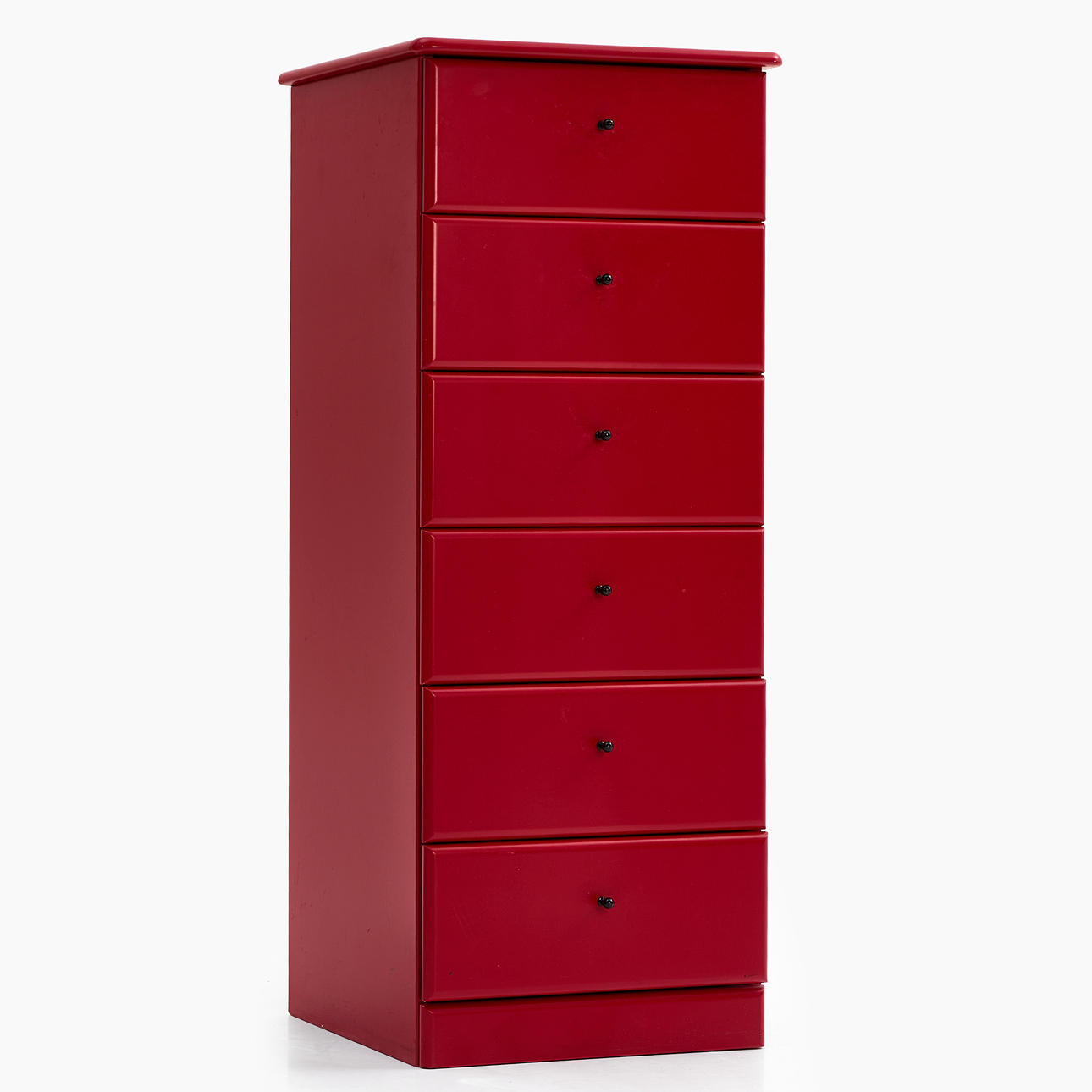 CHEST OF DRAWERS, Ninka, contemporary, 6 drawers, red lacquered with black  knobs. Furniture - Chests of drawers - Auctionet