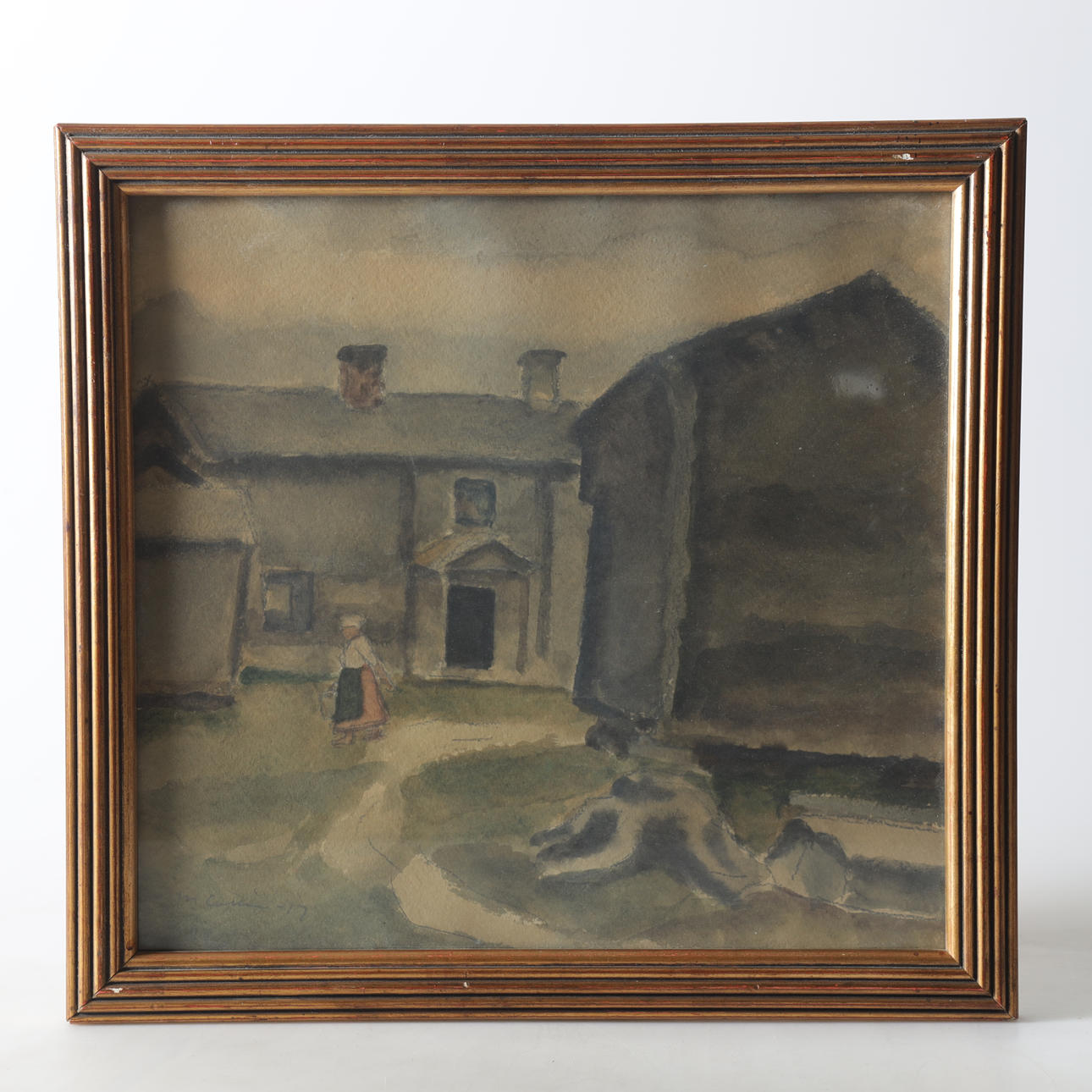 MARCUS COLLIN. Watercolour, farm scene, signed and dated -17.