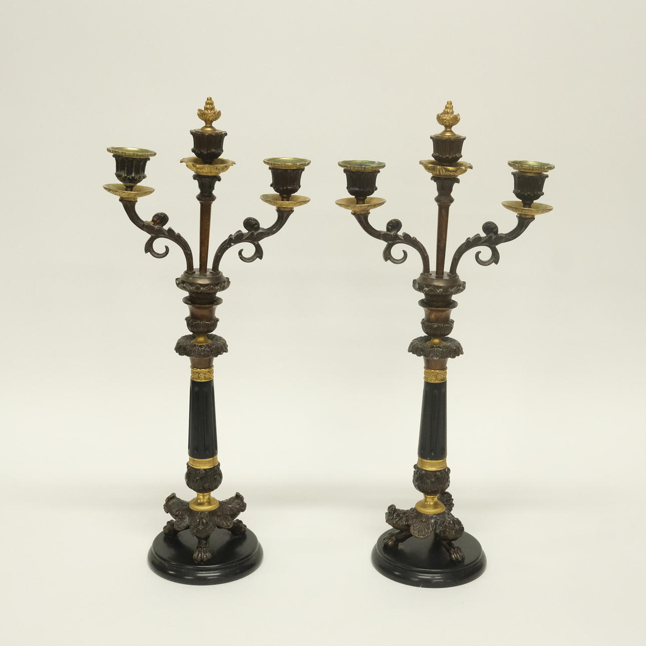 CANDELABRA, A PAIR, EMPIRE STYLE, CIRCA 1900.