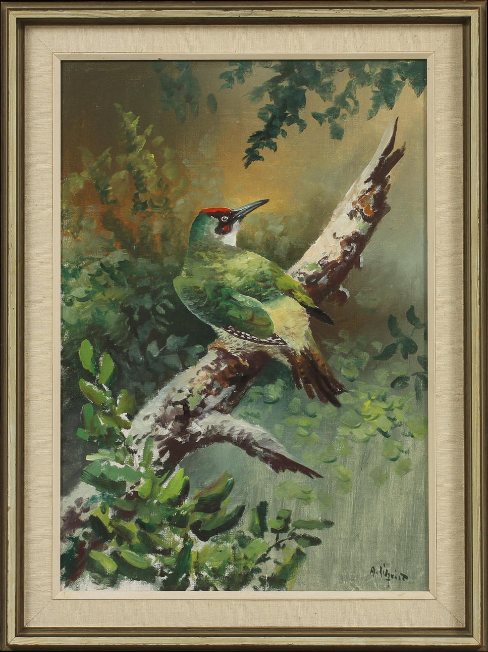 ARNE LIDQVIST. Gröngöling, olja på duk, sign.