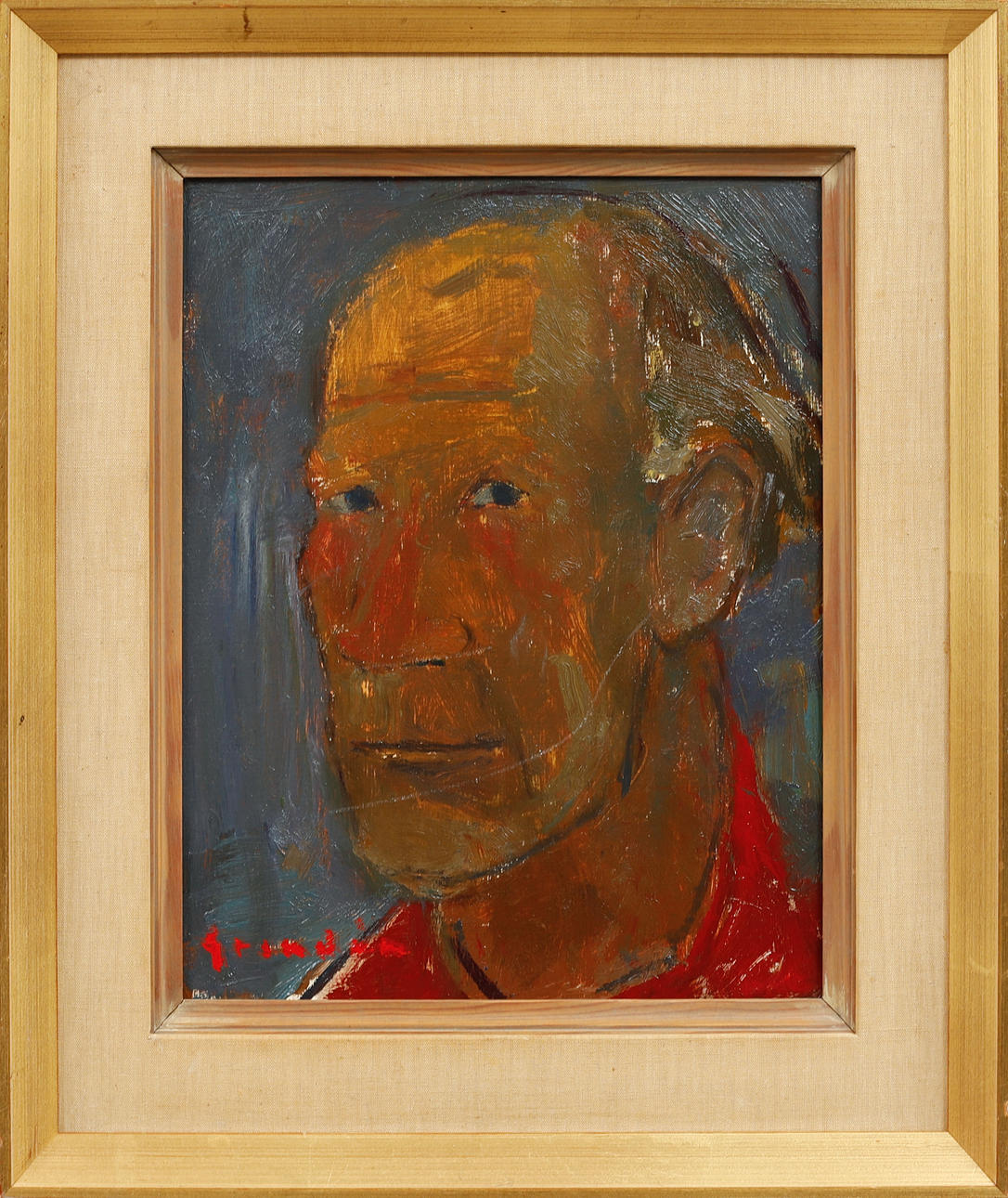 SVÄN GRANDIN. Portrait, oil on panel, signed.