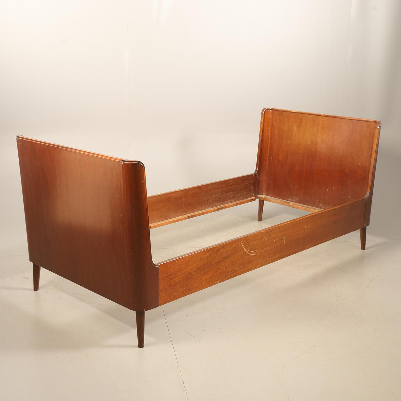 BED FRAME, mahogany, 1950s.