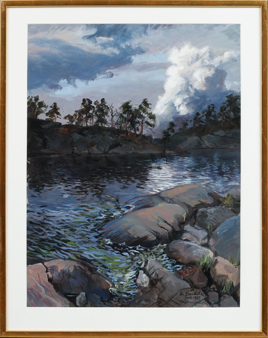 ÅKE BLOMDAHL. "Saffranspalten", mixed media, signed and dated 1985.