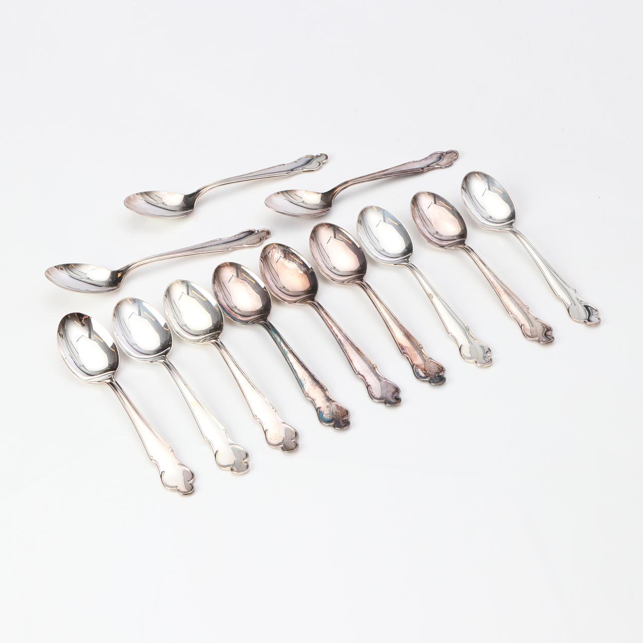 TEASPOONS, 12 pcs. Silver. Weight approx. 190 grams.