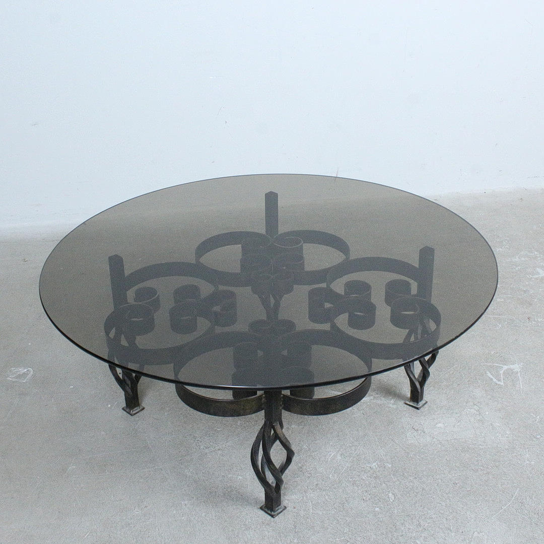 Brutalist wrought iron coffee table, 1970s.