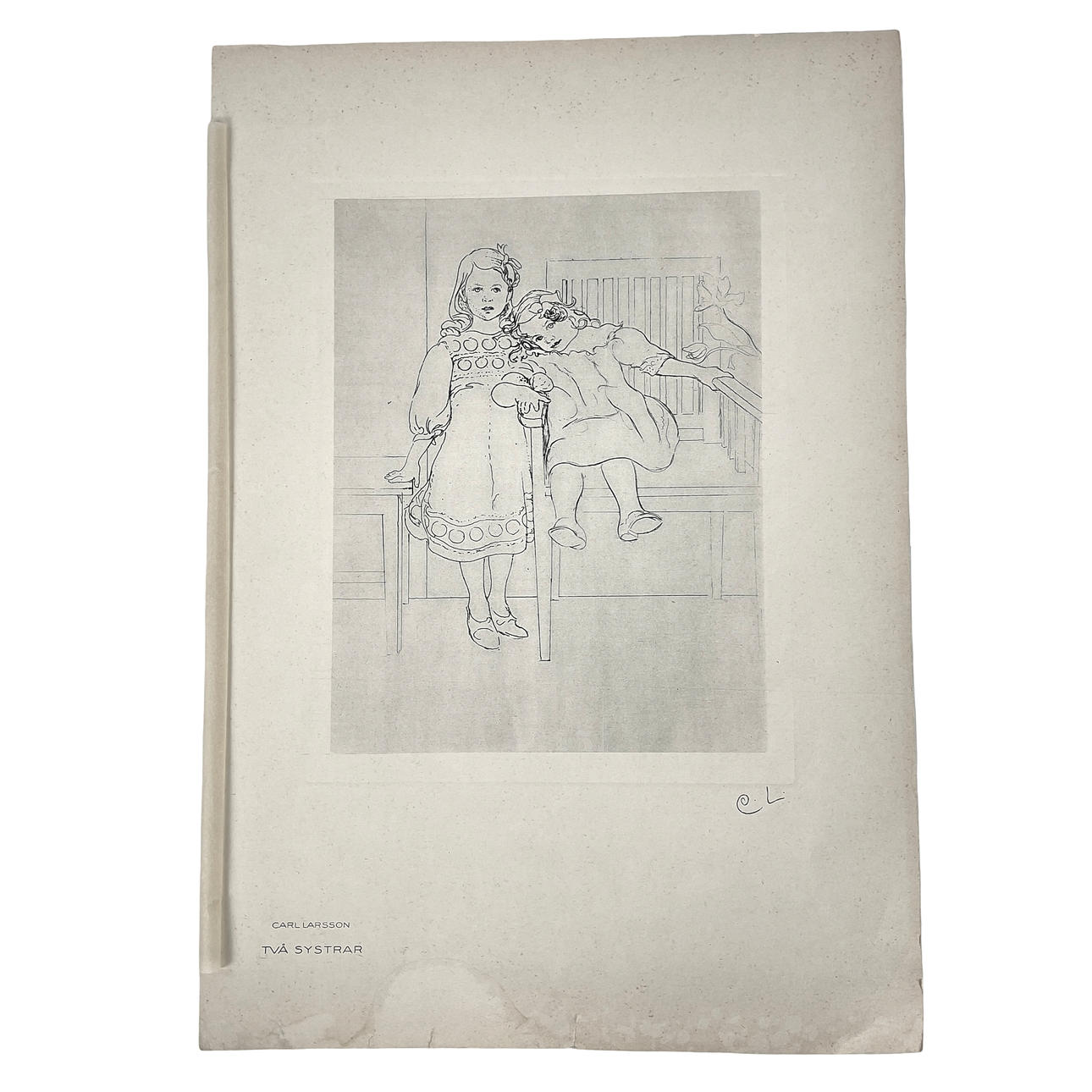 CARL LARSSON. Etsning, "Två systrar", monogramsignerad i trycket.