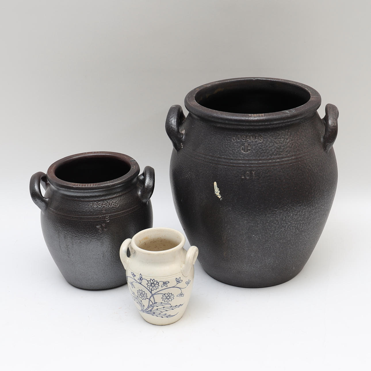 JAM JARS, 3 pieces, Rörstrand and Höganäs.