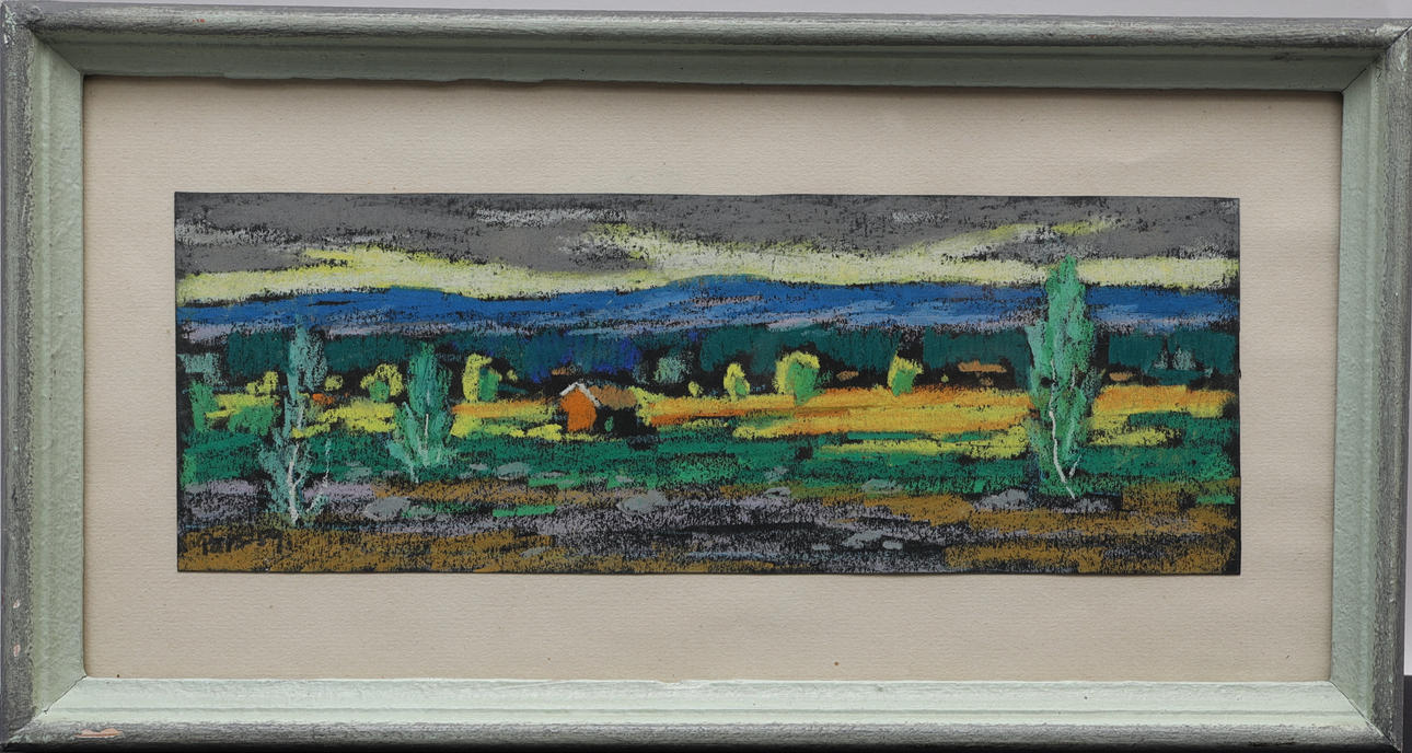 OKÄND KONSTNÄR. Mountain landscape with cottage, unsigned.