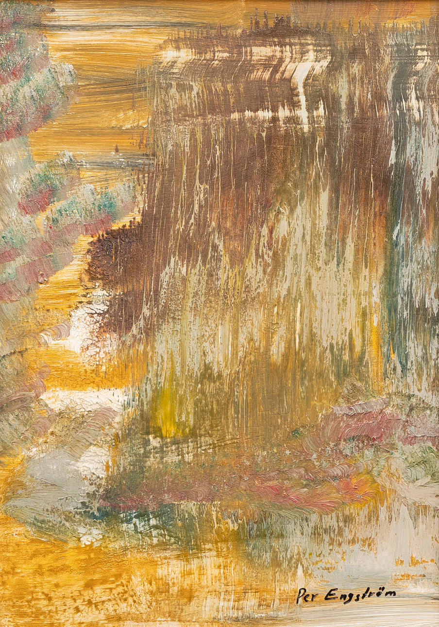 PER ENGSTRÖM. Abstract composition, oil on cardboard, signed.
