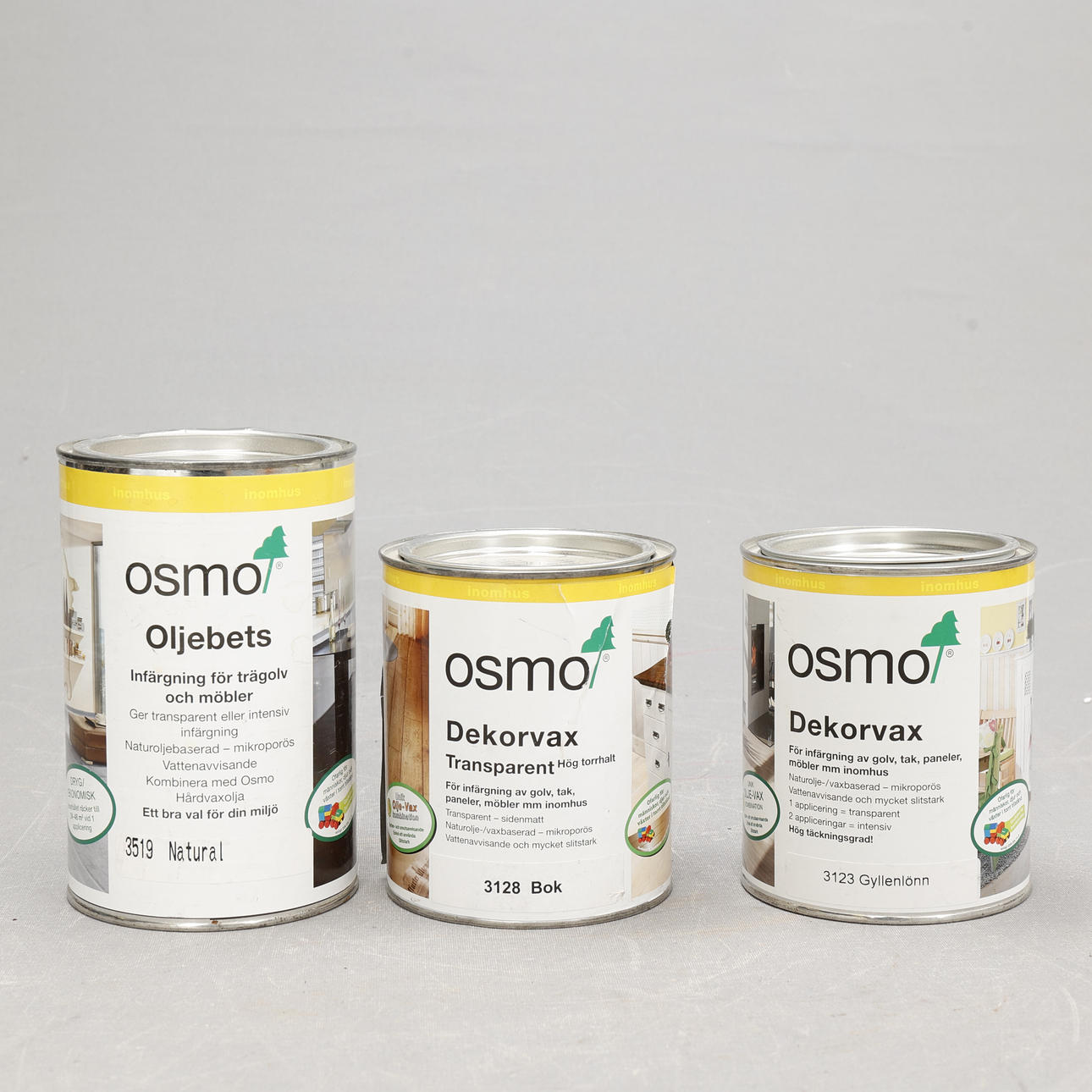 DEKORVAX/OLJEBETS, Osmo, 3 burkar.