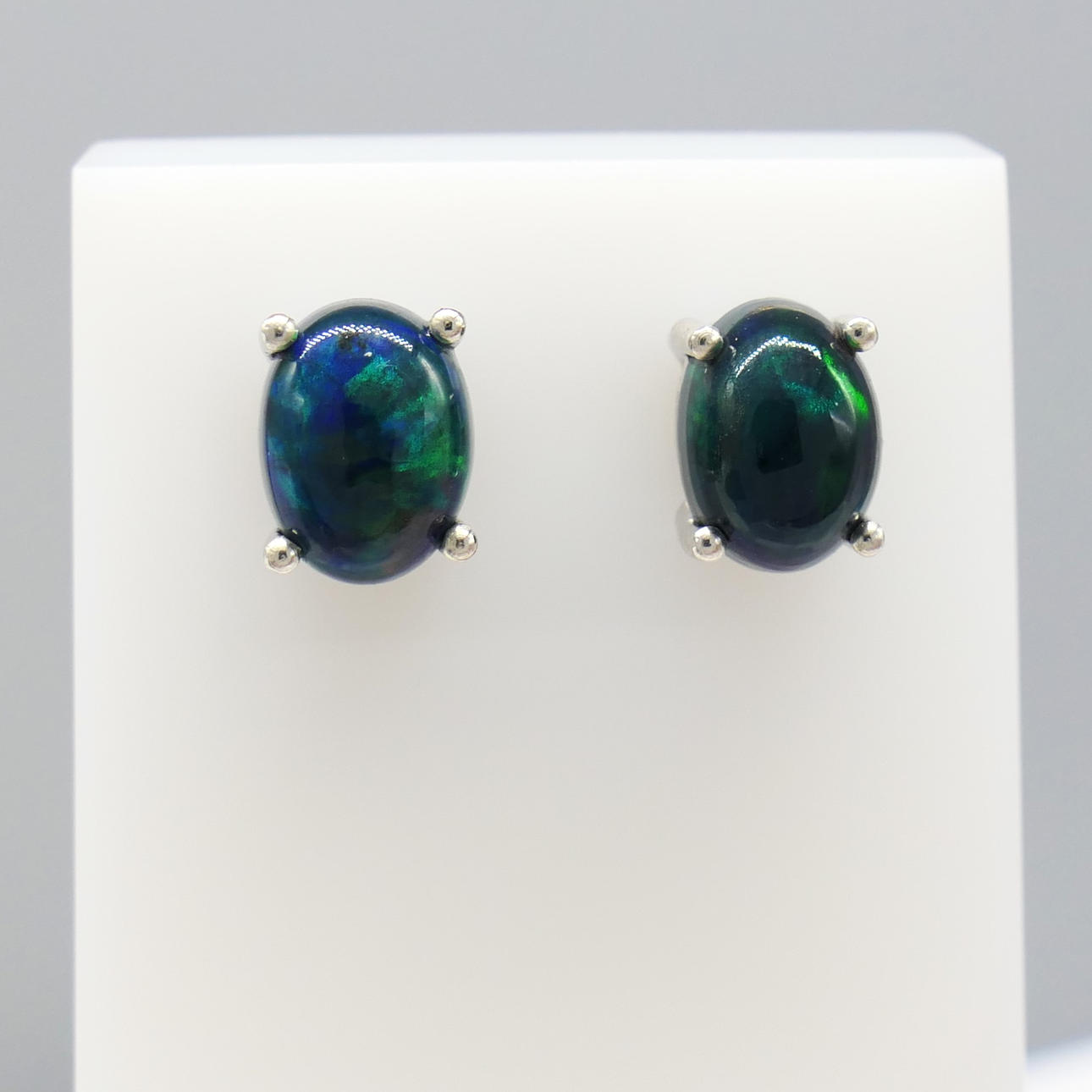 GALAXY BLACK OPAL ear studs.