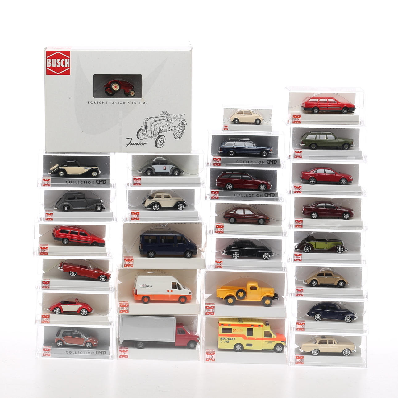 MODELLBILAR, 26 stycken i originalkartong, BUSCH Germany.