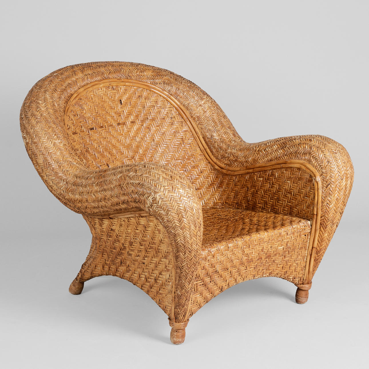 POTTERY BARN. ATTRIBUTED. "Malabar" rattan armchair, approx. 2000s.