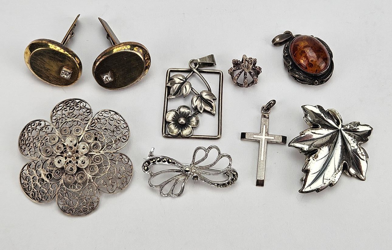 SMYCKEN, 8 delar, silver, 1900-tal.