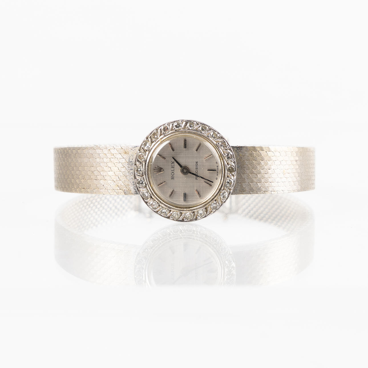 ROLEX, Precision, smyckesur, 18K vitguld, diamantring. ca 1965.