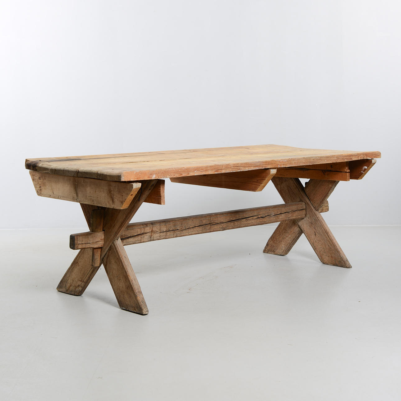 TRESTLE TABLE, pine, 19th century.
