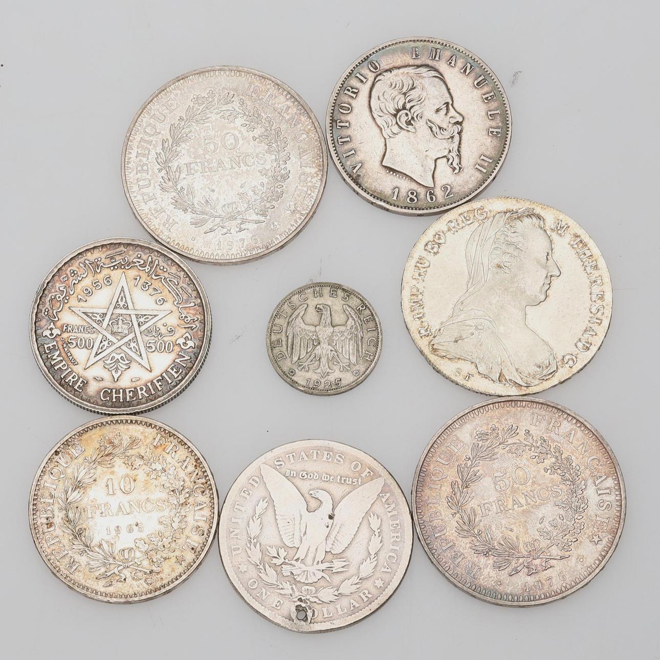 Coins, silver, 191 grams.
