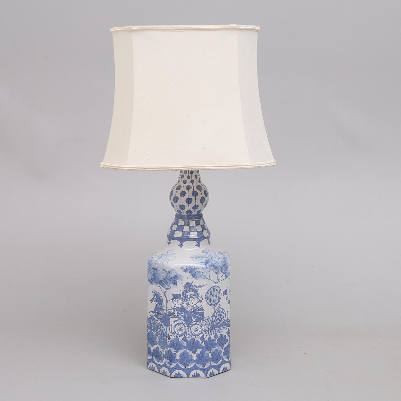 BJÖRN WIINBLAD. TABLE LAMP, FAIENCE, DENMARK, SIGNED & DATED -77.