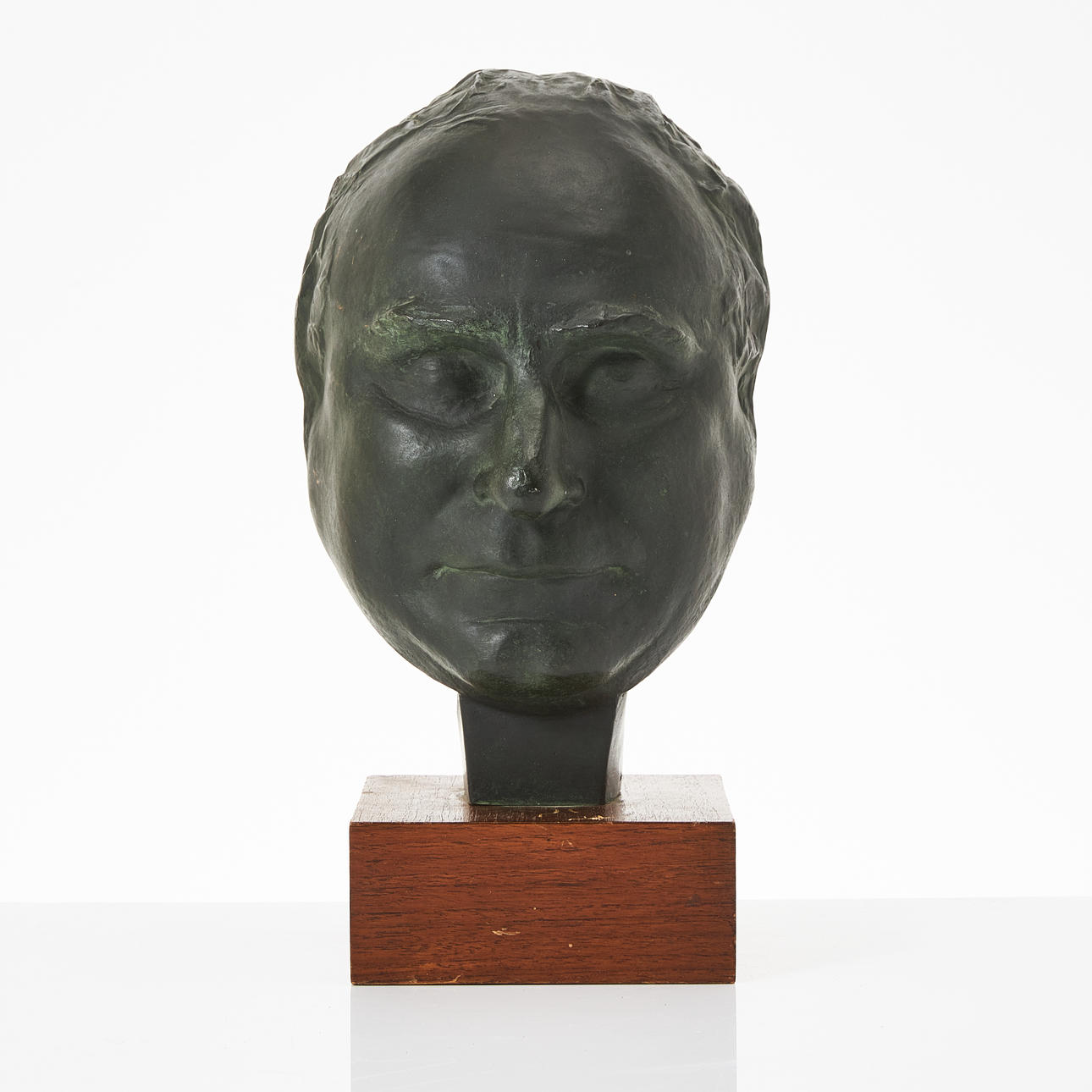 DEATH MASK, green-patinated bronze.