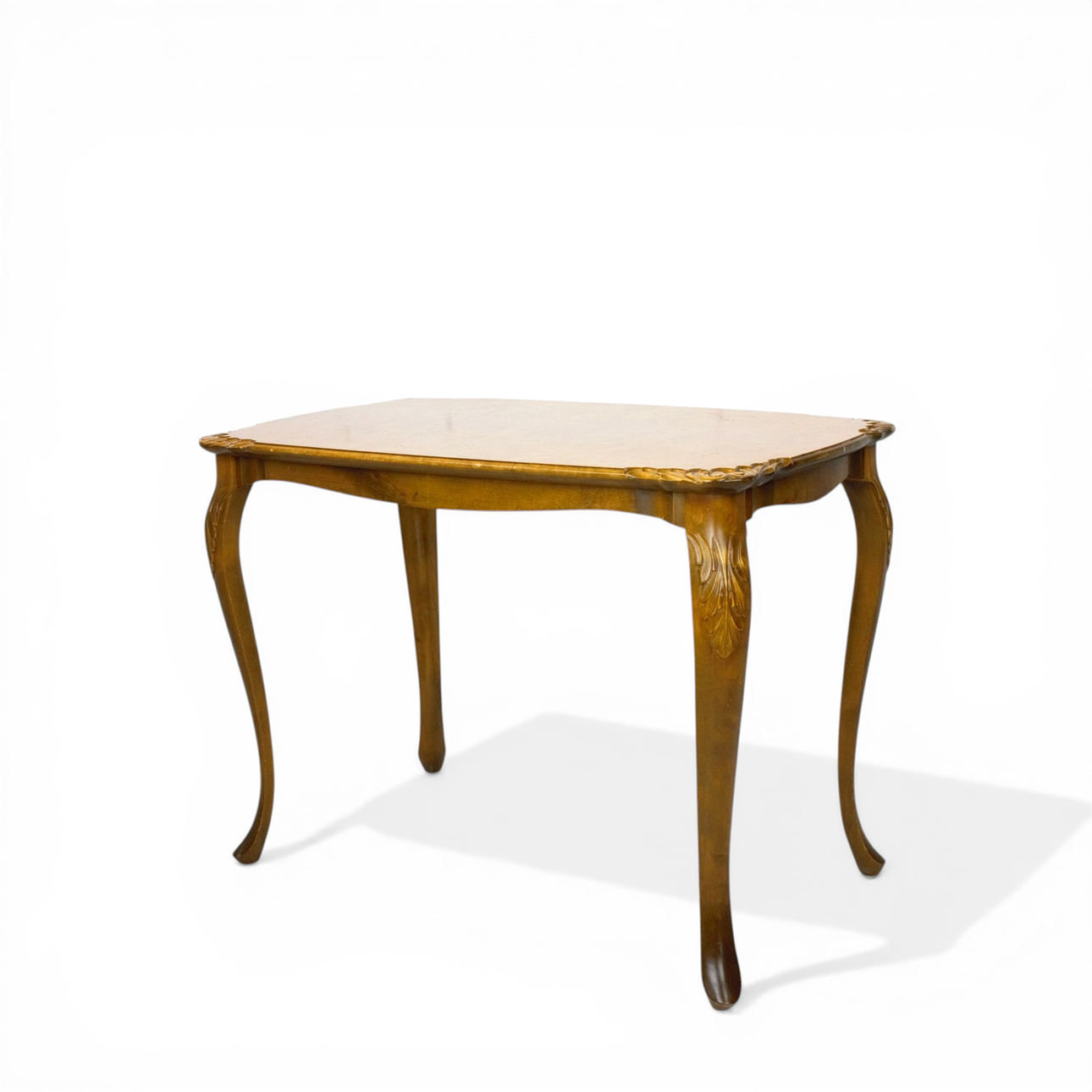 SIDE TABLE, Rococo style, burl veneer, 20th century.