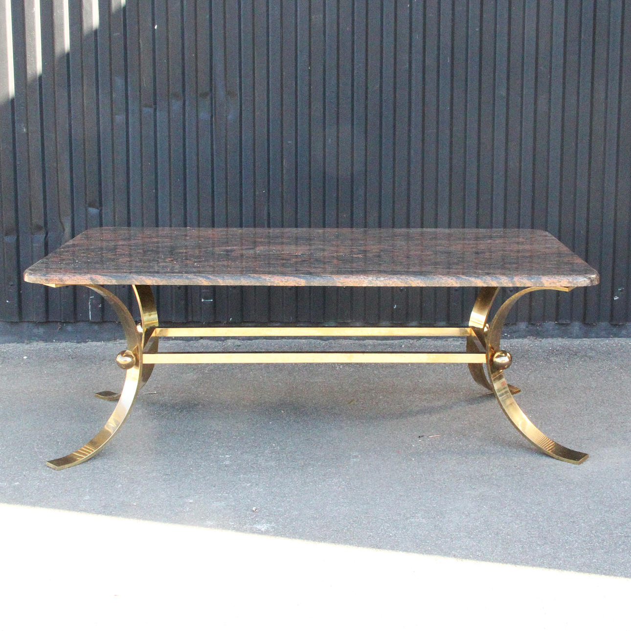 COFFEE TABLE, with stone top/metal base.