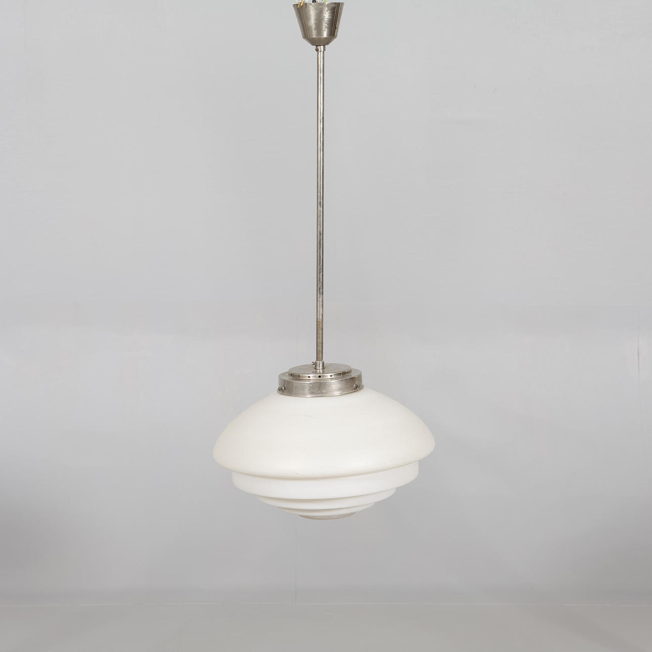 CEILING LAMP glass/metal functionalism 1940s.