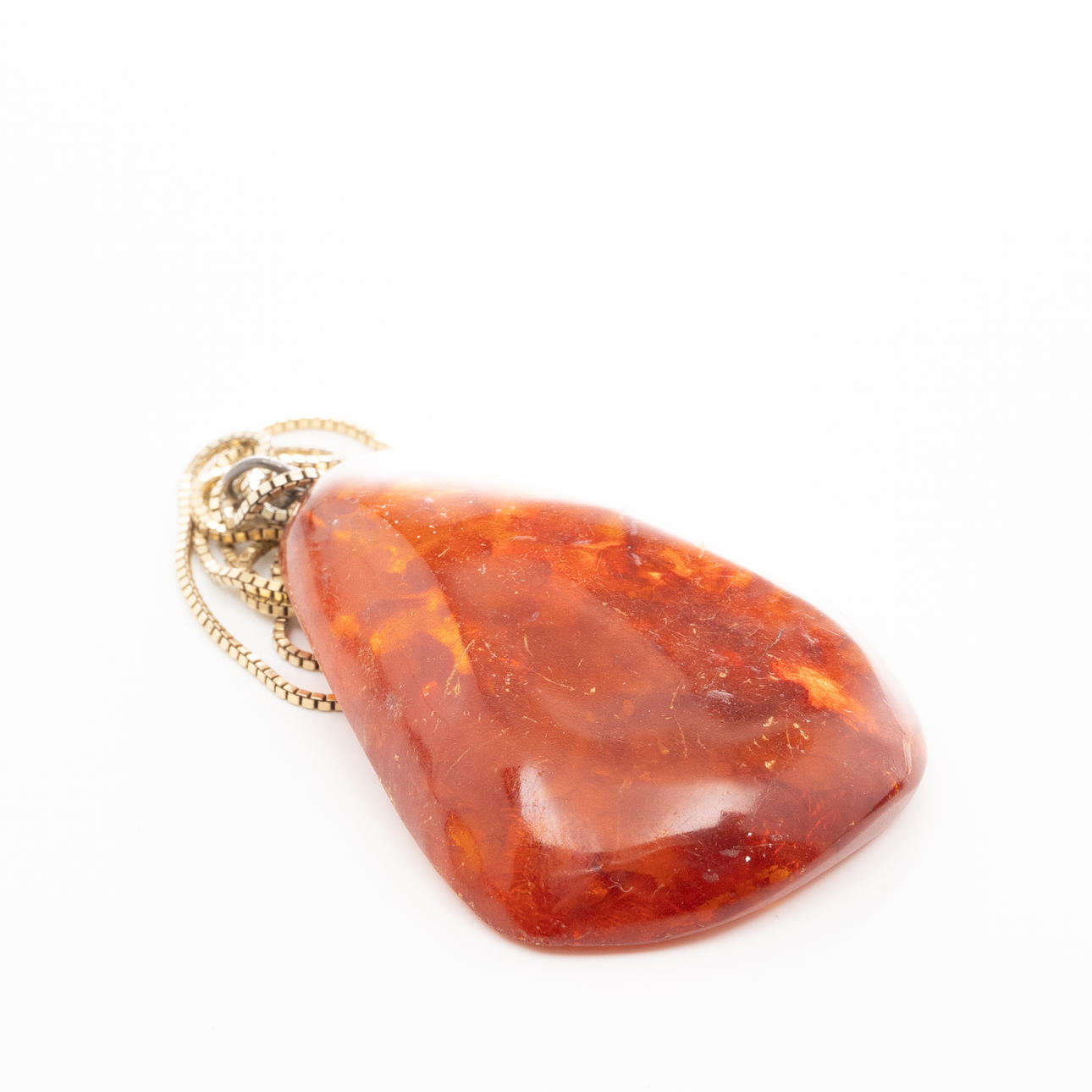 NECKLACE, Gilt silver, Amber.