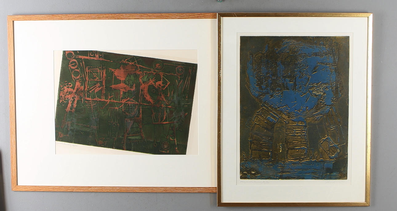 BERTIL LUNDBERG. Color etchings, 2 pcs., signed, marked "original etching", numbered, dated 1961.