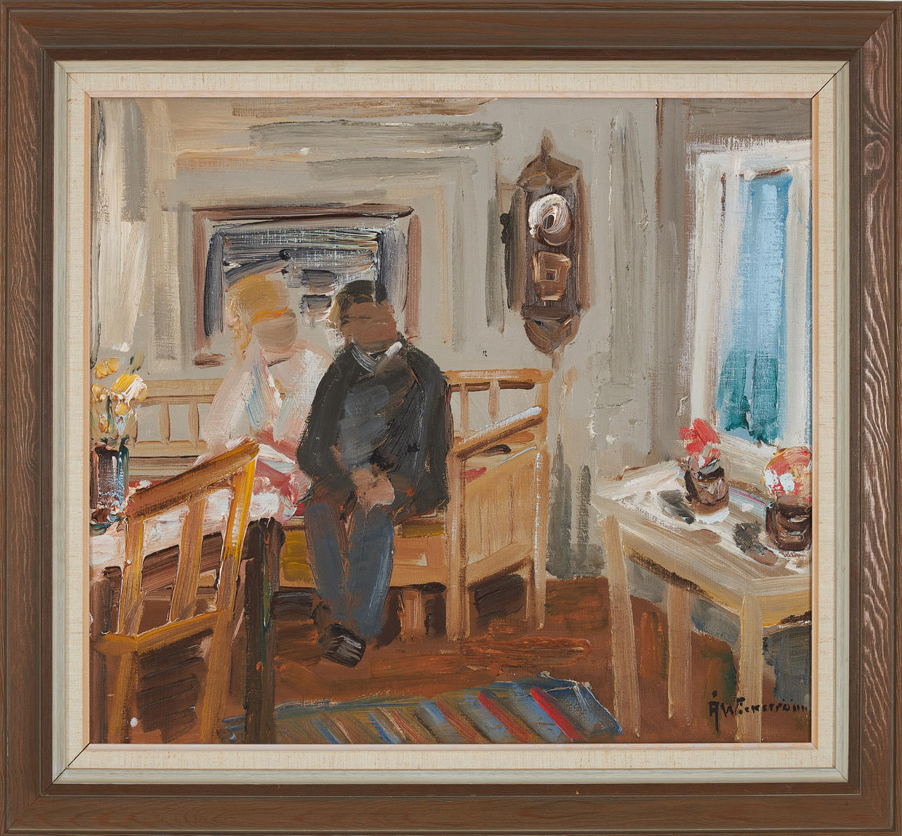 ÅKE WICKSTRÖM. interior, oil on canvas, signed.