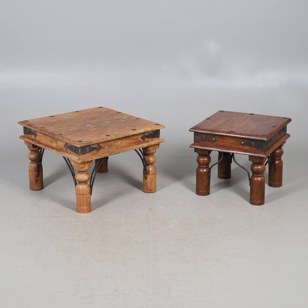 TWO HARDWOOD TABLES.