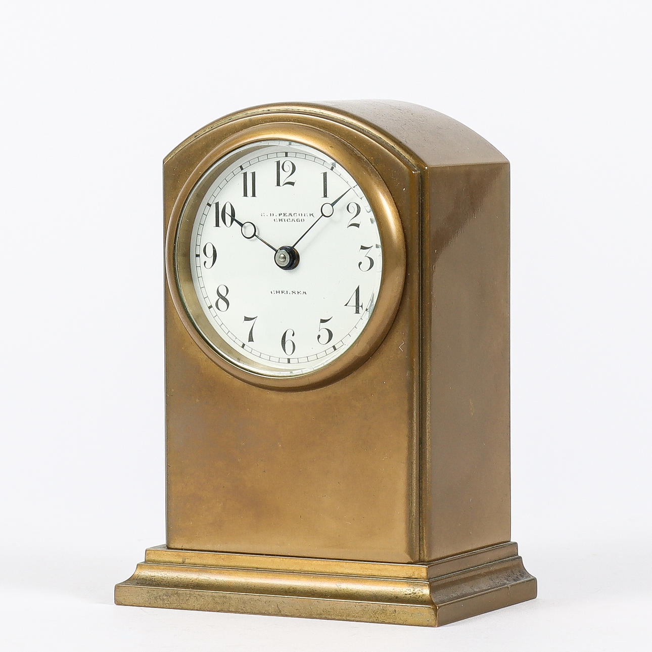 TABLE CLOCK brass, C.D. Peacock Chicago.