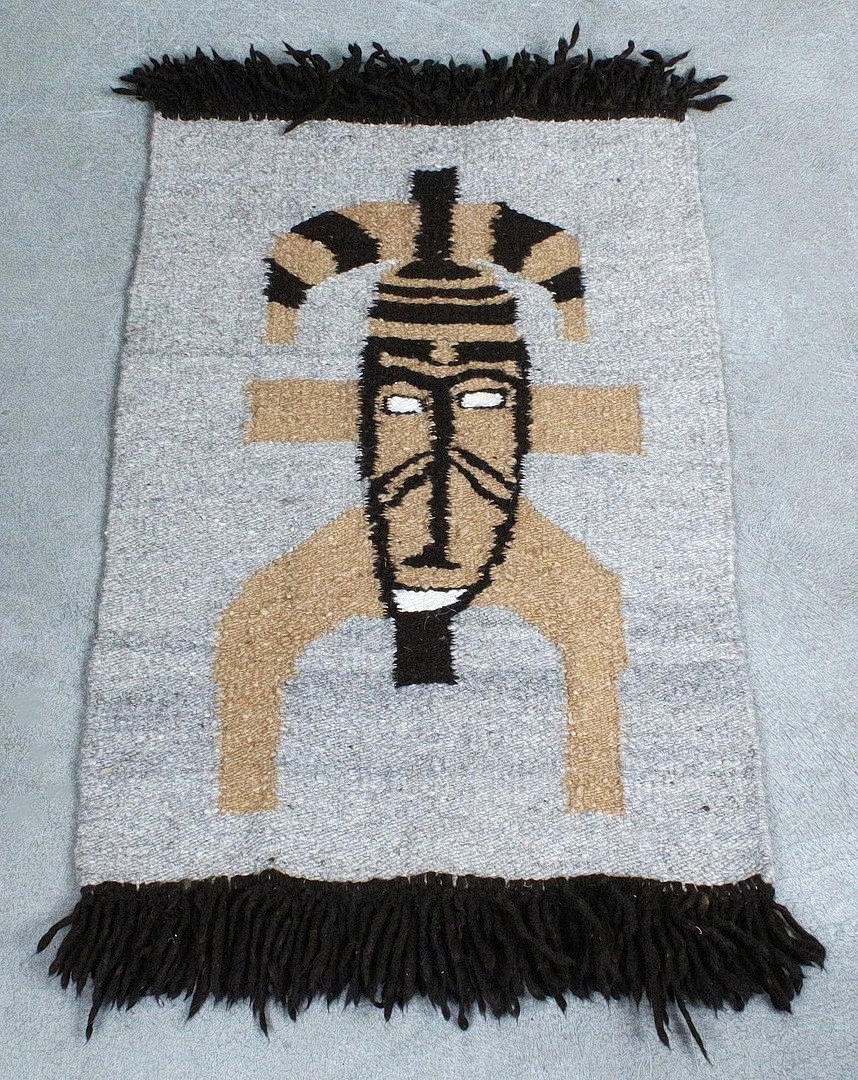 Alpaca wool rug, Peruvian textile art.