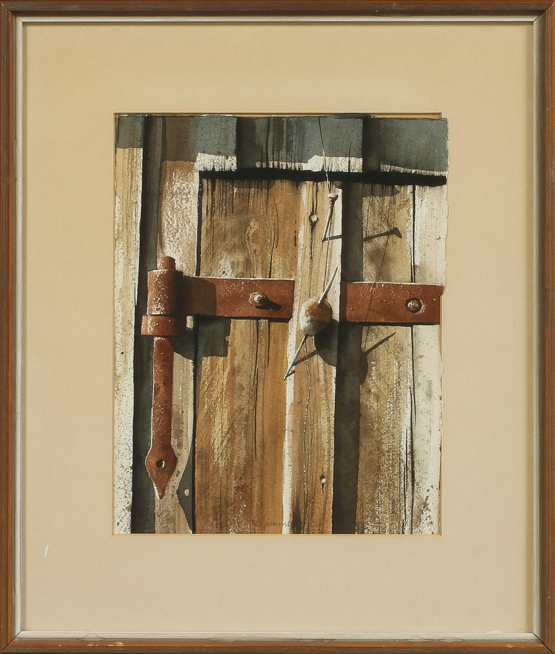 NILS ERIK JOHANSSON. Flöte mot husvägg, akvarell, sign.