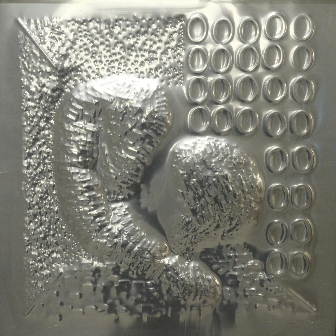 ALEXIUS HUBER. WALL RELIEF, ALUMINIUM.