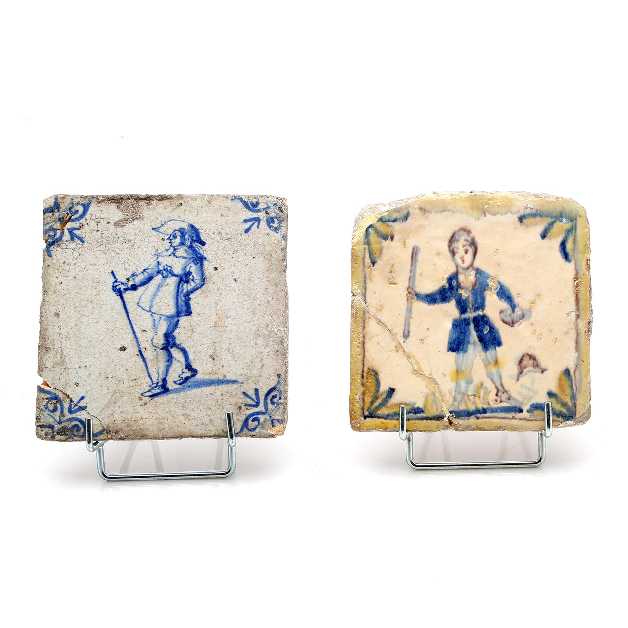 Delft earthenware tile and Triana earthenware tile, 18th Century.
