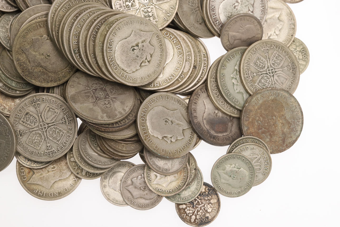 A MIXED COLLECTION OF PREDECIMAL COINS TO INCLUDE FLORINS. Coins ...