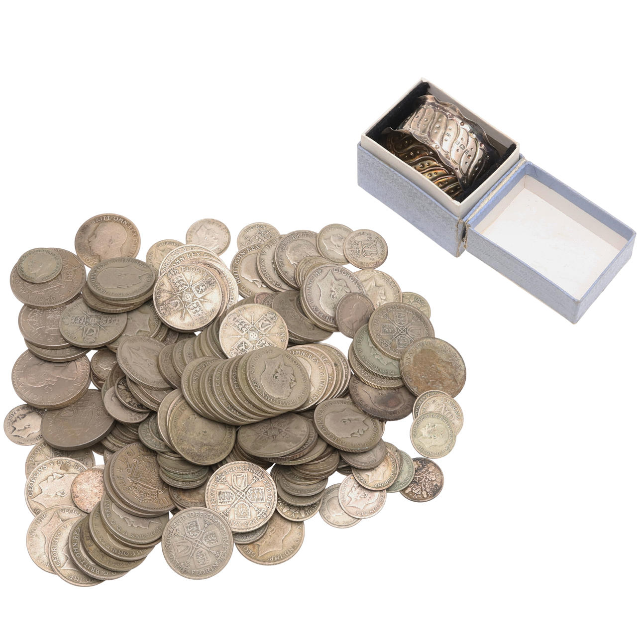 A MIXED COLLECTION OF PREDECIMAL COINS TO INCLUDE FLORINS. Coins ...