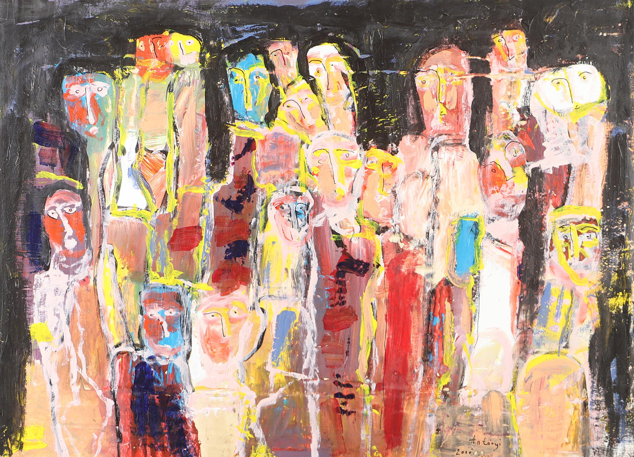 IMRE ANTONYI. Figures, oil on panel, signed Antonyi.