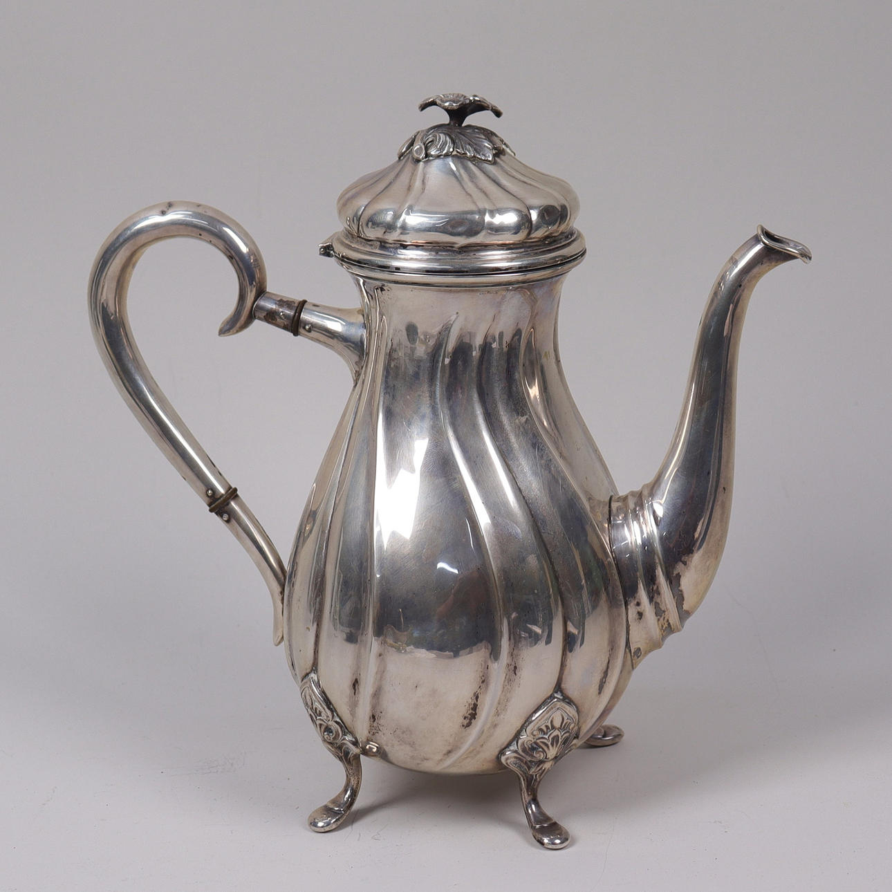 COFFEE POT, Rococo style, silver, Johannes Siggaard, Denmark.