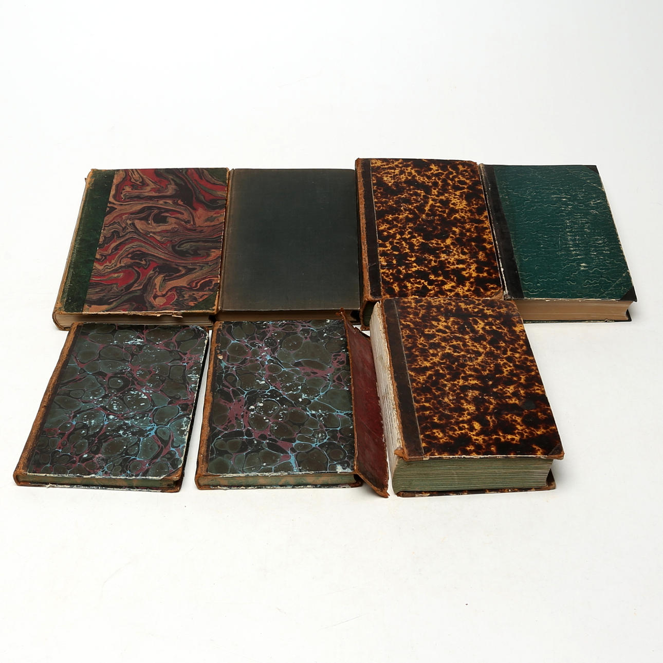 BOOKBINDINGS 7 pcs, including Berzelius, antique.