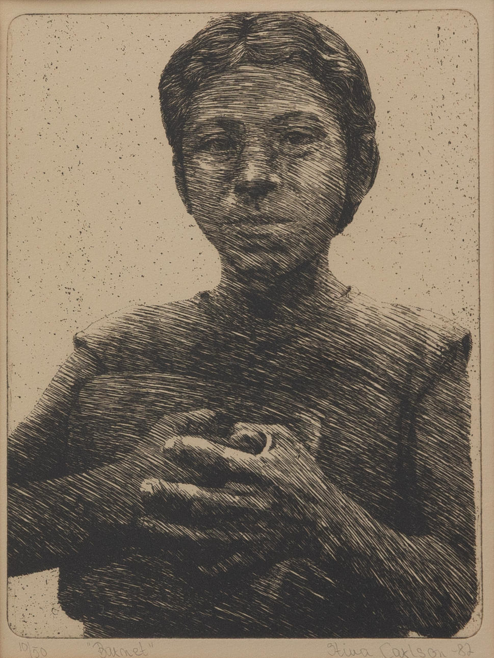 STINA CARLSON. "Barnet" (The Child), etching, signed and dated -87.